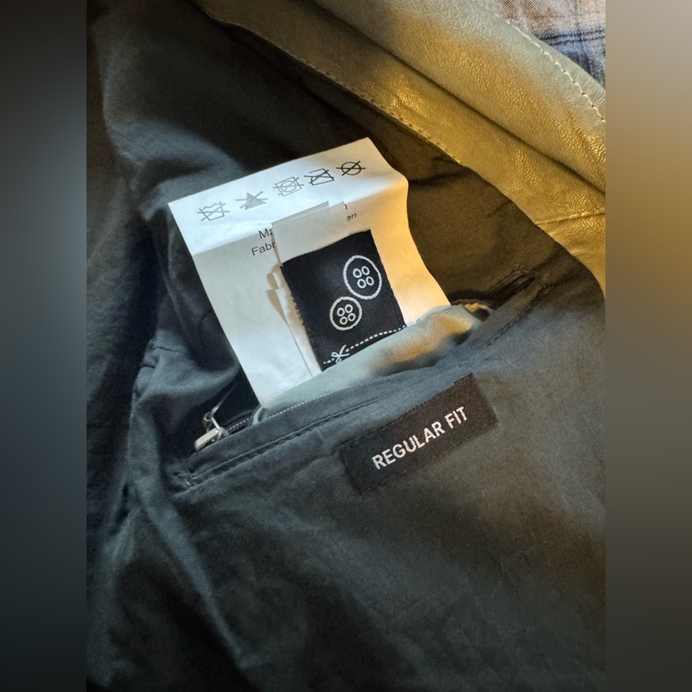 MAURITIUS Debbie RF Leather Jacket Ombre Sage Green White Large boho biker - Picture 16 of 16